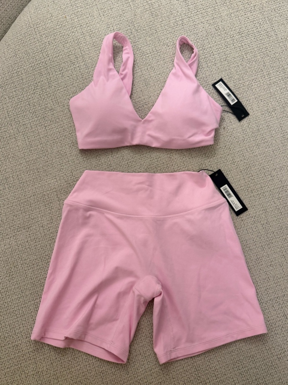 Oner Active SoftMotion Scoop Back Bralette High Waisted Shorts in Chalk Pink